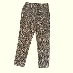 WhoWhatWear Animal Print Elastic‎ Waist Zip Skinny Pants High Rise Cropped 10
